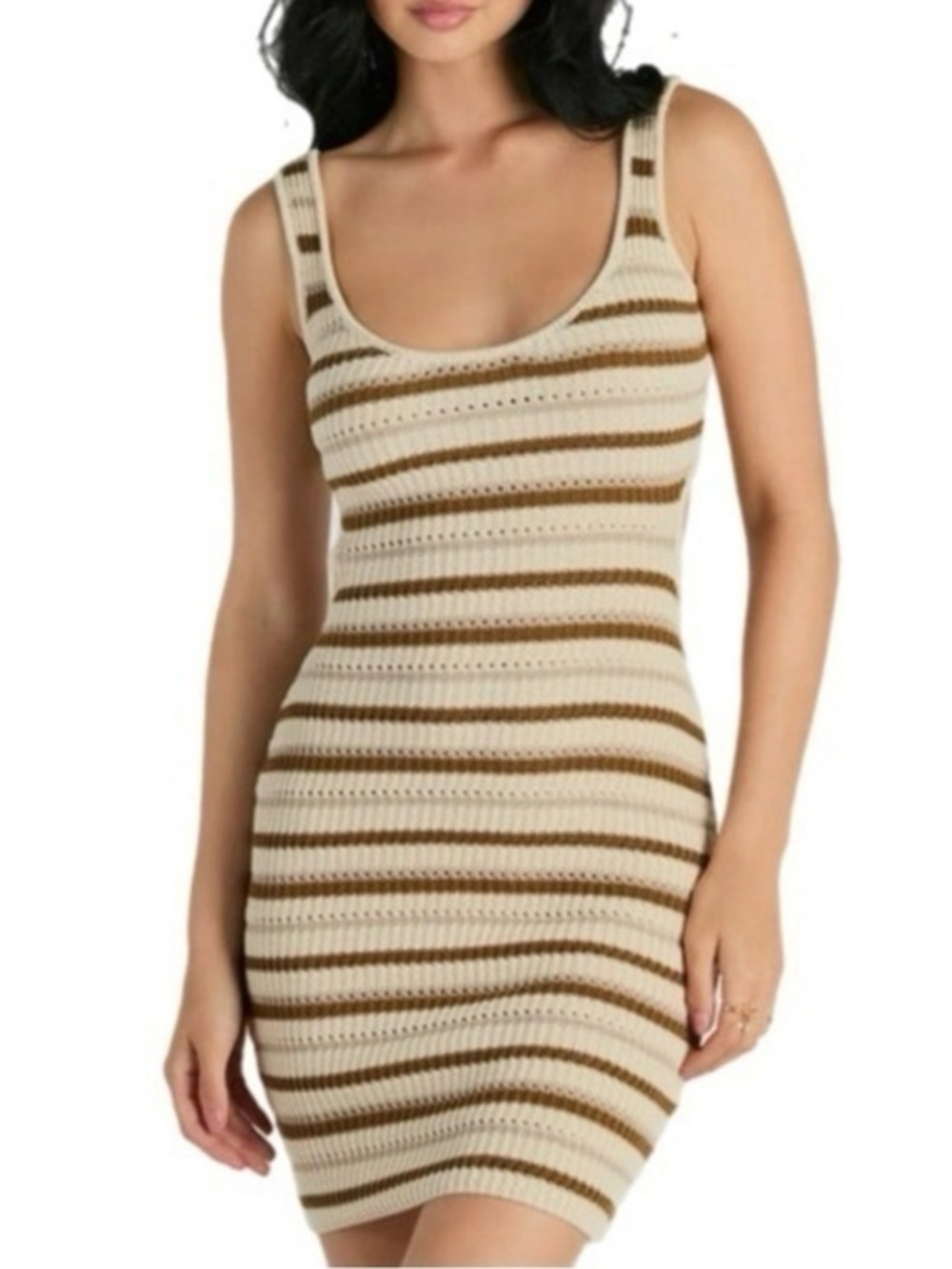 Windsor | Perfect Match Stripped Ribbed Knit Backless mini dress
